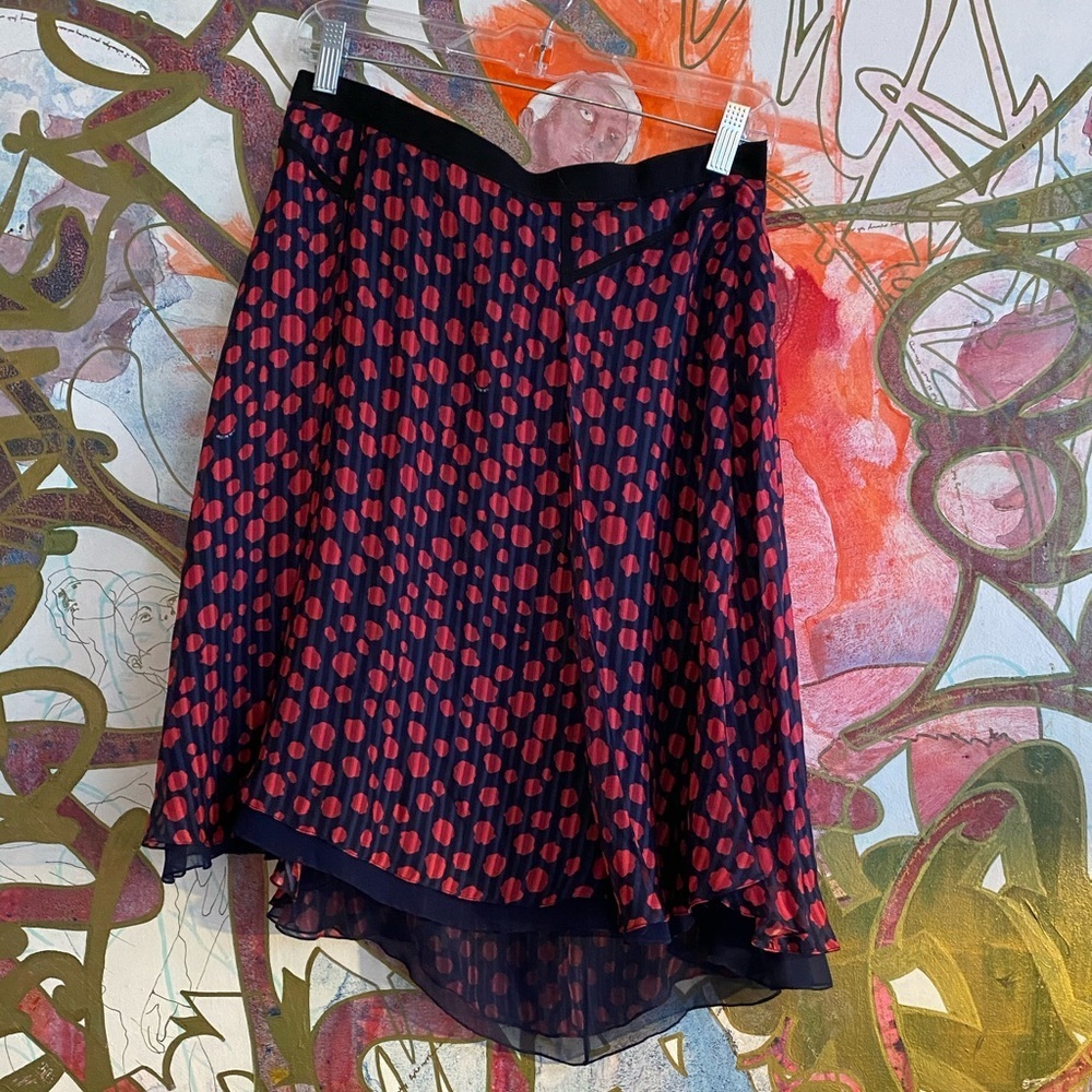 Jason Wu silk skirt red and navy print 4